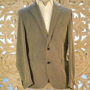 The Savile Row Co. Hudson Unstructured Blazer 42R Grey with Floral Trim
